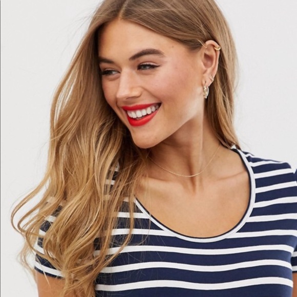 maternity striped short sleeve jersey mini dress - Picture 3 of 4